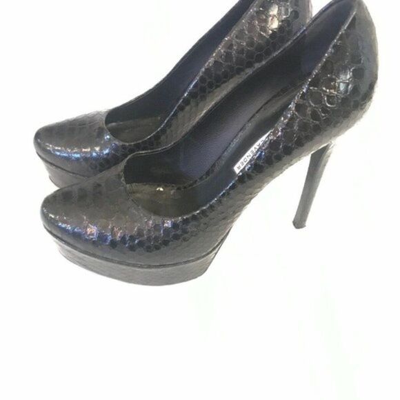 Vera Wang Heels High Lavender Black Reptile - Picture 5 of 8